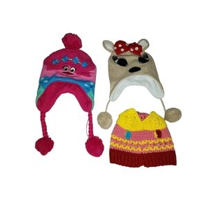 Lot Of 3 Knit Hats Youth Girls